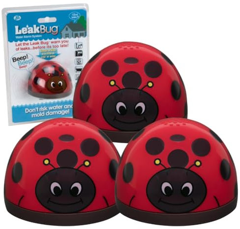 SCS Direct Water Alarm - Leak Bug Electronic Leak Detector - Detects as Little as 1/32 of Water- Set of 3 Water Alarms