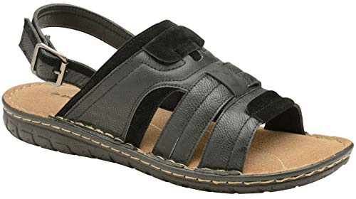 DUNLOP Mens Sandals Memory Foam Touch Fastening Open Toe Flip Flop Mules Summer Shoes (7 UK, Garrett Black) …