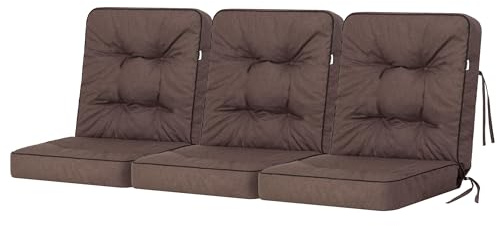 Bjird - Cojín para Banco de jardín, terraza o balcón con Respaldo - 150 cm (3x50) - Impermeable - para Uso Interior y Exterior - para Columpio, Balancín o Muebles de Jardín - Made in EU - Marron