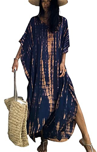 CHERRY CAT Women Beachwear Long Beach Coverups Kaftan Casual Caftan Dress Swimwear cover ups