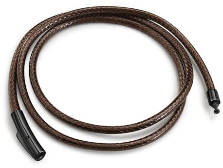 Oaldilee Brown Wax Rope Necklace for Men Women, 18 In Braided Waterproof Leather Cord Neck Chains with Black Clasps for Male Black Cord Necklaces