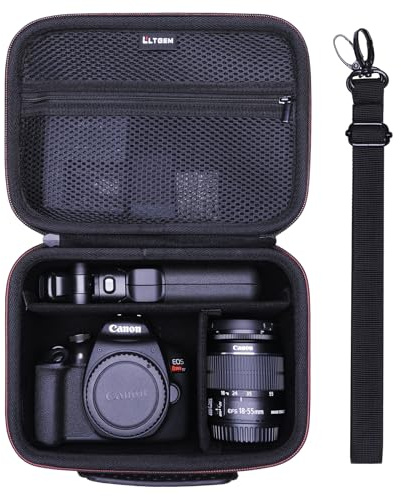 Camera Case Compatible with Canon EOS Rebel T7/R50/R6 Mark II/R100/R50 V/T6/R8/R10/R5 Mark II/RP/R7/5D Mark IV/SL3/R5/T100 DSLR SLR Camera, Len and Tripod with 4 Dividers and Shoulder Strap, Black