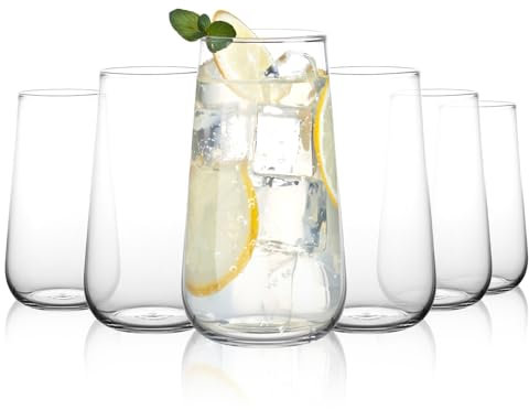 AOOTE Vaso de Agua para Jugo, 500ML Set de 6 Unidades Jugo Tumbler, Vasos de Agua, Bebidas y Zumos, Vidrio sin Plomo, Apto para Lavavajillas, Perfectos para Uso en Casa, Restaurante y en Fiestas