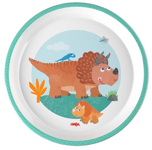 HABA Kinderteller Dinosaurier – Praktischer Melamin-Teller – Rutschfest – Spülmaschinengeeignet – Für Dino-Fans ab 12 Monaten – 2012441005