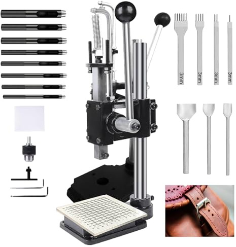 YUZINO Belt Hole Puncher for Leather, Heavy Duty Leather Hole Punch for DIY Craft, Press Leathers Punch Tool with Aluminum Plate, Hole Punch Tool for Belts, Bands, Straps