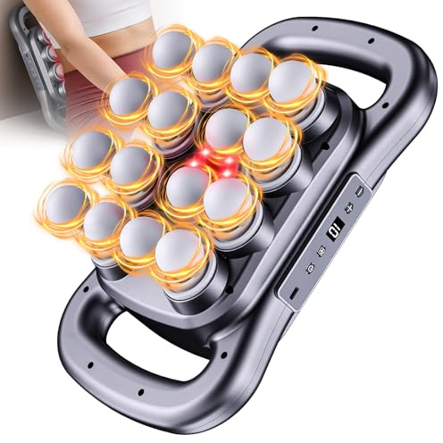 Pistola massaggiante con luce rossa - Massaggiatore a tessuto profondo con 9 modalità & 9 velocità per rilassamento muscolare sulla schiena, vita, cosce - Olubfd (pistola da massaggio a 16 teste)