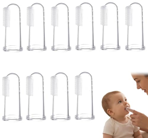Cepillo de dientes de dedo ZZHBOO 10 Natto para bebés, para la limpieza bucal diaria, 5,4 * 1,7 cm, adecuado para bebés y niños pequeños.