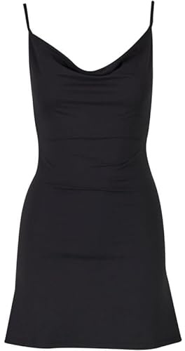 Urban Classics Ladies Mini Waterfall Neckline Dress Donna Miniabito Nero XL