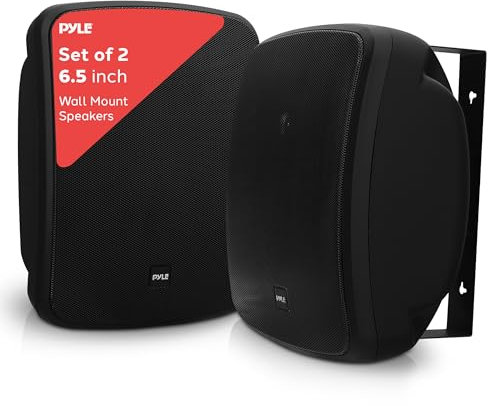Pyle Altavoz Bluetooth de 800 W con Montaje en Pared – Altavoz Estéreo Activo y Pasivo de 6,5 (16,5 cm), Resistente al Agua para Exterior e Interior – Color Negro