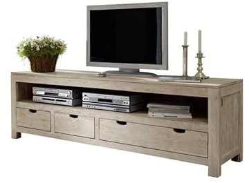 MASSIVMOEBEL24.DE Meuble TV - Bois Massif d'acacia Blanchi - Nature White #44