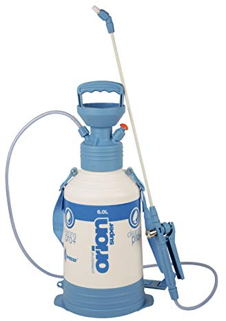 Kwazar 20010033 Industrie Pumpsprüher Drucksprüher mit Viton-Dichtung Orion Pro plus 6 L, weiß/blau, 22 x 22 x 64 cm