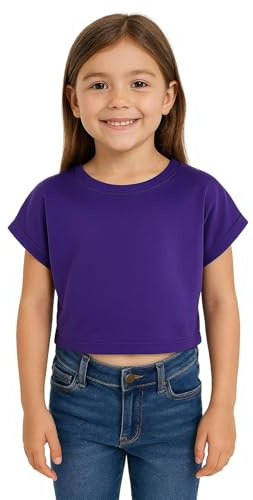 A2Z 4 Kids Girls Crop Top Plain T Shirt Soft Feel - New Crop Top Plain Purple 9-10