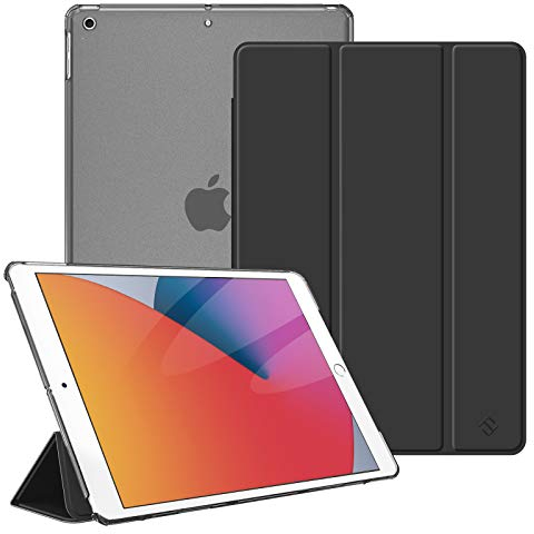 Fintie Hülle für iPad 10.2 Zoll (9. / 8. / 7. Generation, Modell 2021/2020/ 2019) - Ultradünn Schutzhülle mit transparenter Rückseite Abdeckung Cover mit Auto Schlaf/Wach, Schwarz