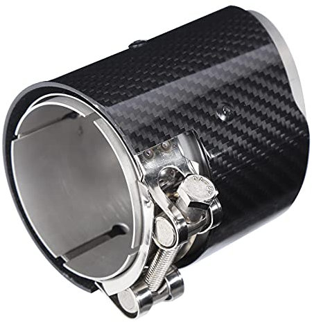 Schwanz Kehle, Qiilu Tail Throat Auspuffblende, Kohlefaser-Auspuffblende Tail Throat Pipe Straight 2.9in Inlet 3.5in Single Outlet Universal für Auto