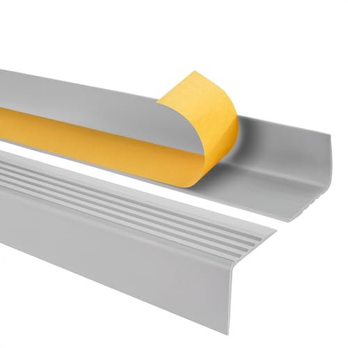 Quest Perfil de borde para escaleras autoadhesivo de PVC, protección de borde de escalera, 50x42mm RGP, gris claro, 80cm