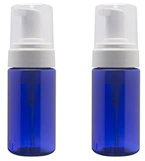 Lot de 2 flacons à Pompe vides Rechargeables de 100 ML - Bleu Cobalt - Petit Distributeur de Savon moussant pour Savon, Bouteilles de Pompe à Mousse