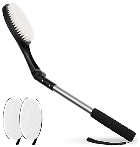 EASACE Body Brush for Back,Lotion Applicator, Long Handle Bath Brush for Showering, Adjustable Head Back Scrubber, Shower Brush with Soft Bristles for Wet or Dry