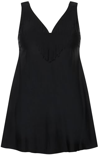 Ulla Popken Femme Grandes tailles Robe de bain à bonnets souples, armatures et décolleté en forme de cœur. Matière recyclée. noir 52 820921100-50
