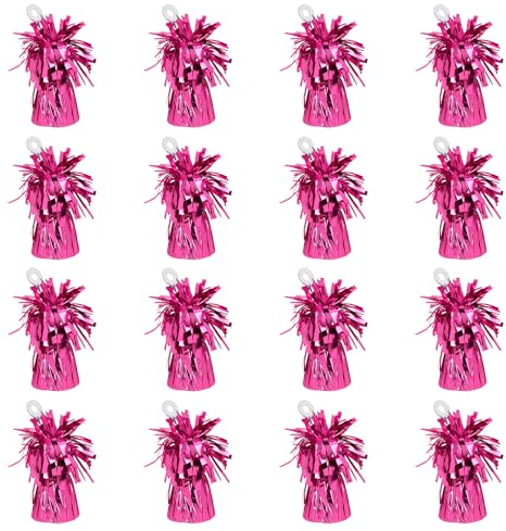 Boland - Ballongewicht mit Metallicfolie, 16 Stück, 160 - 180 g, Ballon Beschwerer, für Luftballons und Heliumballons, Pink