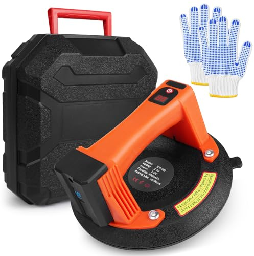 Flintronic Elektrisk Suglyft, 20,3 cm (8 tum) Självsugande Vakuum Suggkopp, Suglyft Glaslyft med Batteri och Digitaldisplay, 3 Skikt Gummi, Kakellyft Glassugare Plattlyft för Laminat, Glas, Marmor