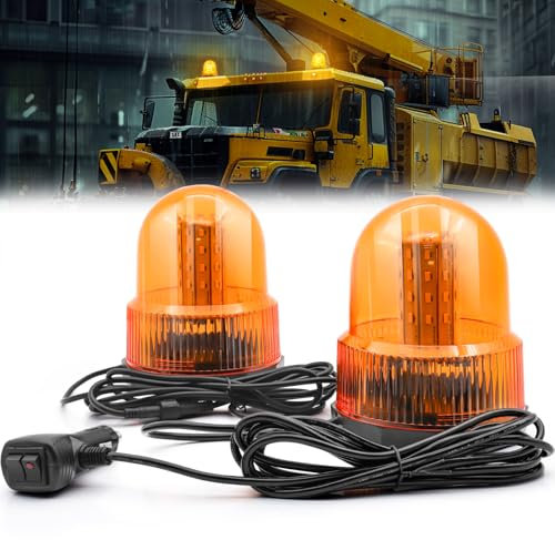 NWpangu Luces de baliza ámbar 2 en 1, 12 V, 24 V, luz estroboscópica LED magnética, luz de advertencia giratoria con control de interruptor para camiones, tractores, vehículos de construcción, 4 modos