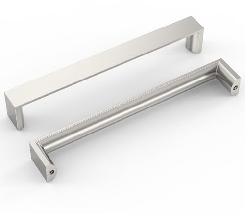 FURNIWARE 10 maniglie per mobili, in nichel satinato spazzolato, 160 mm, distanza tra i fori per armadi, cucina, cassetti, maniglie per mobili da cucina, armadi, cassetti