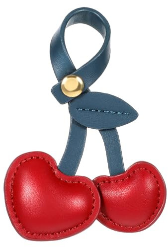 Yolev Taschenanhänger Kirsch für Handtaschen Damen Geldbörsenanhänger Süße Cherry Bag Charm PU Leder Schlüsselanhänger Kirsche Anhänger für Geldbörsen Weihnachten Anhänger Tasche Taschenanhänger Leder