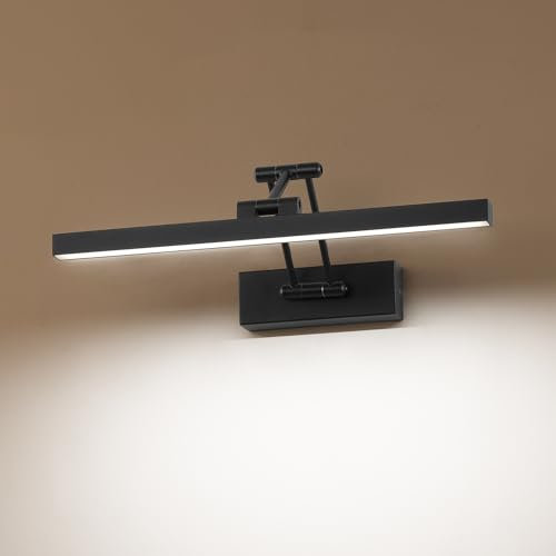 Pasoar LED Spiegel Lampe Badezimmer 40 cm, Rotation Lampen Spiegel für IP44, Licht Badezimmer 12W 960 LM, LED Lichter, Neutral Weiß 4000K, Schwarz