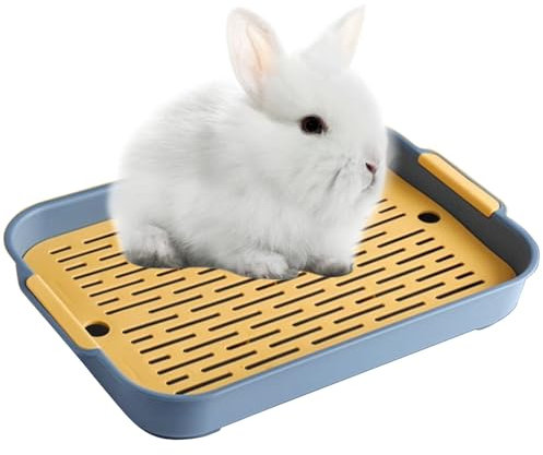 Kaninchen Toilette Tablett Hasentoilette Katzentoilette Hamster Toilette,Kunststoff Gitterrost Kaninchentoilette für Kleintier Chinchilla Hamster Hasen Meerschweinchen (Blau, L)