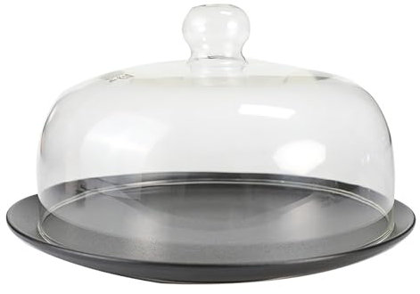 Couvercle en Verre Borosilicate pour Micro-Ondes, Anti-éclaboussures, Cloche Multifonction pour gâteau, poignée Ergonomique, Compatible Lave-Vaisselle,22cm
