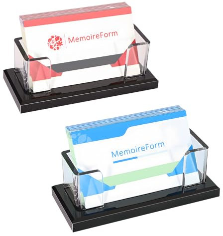 LZYKJGS 2 Stück Visitenkarten Display Rack, Acryl Visitenkartenhalter, Visitenkarten Aufsteller Fasst 60-80, Visitenkarten für Büro, Ausstellung, Wohnungseinrichtung, Restaurant (Schwarz)