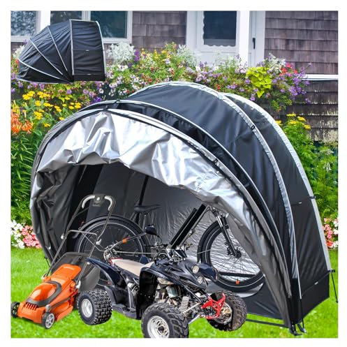 Fxiaobin Garage Moto Appeso 2 in 1 Copertura Moto per Esterno con Doppie Porte per 2-5 Biciclette Tettoia per Esterno Capannone per Esterno,Black