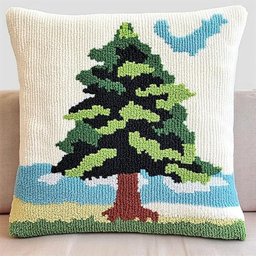 Kit de Almohadones con Cierre de Gancho Paisaje de las cuatro estaciones Cojines para Bordar a Mano 17x17 Inch 3D Bordado de Bricolaje Cuadrado Funda de Cojín Decoración para Principiantes, Adu