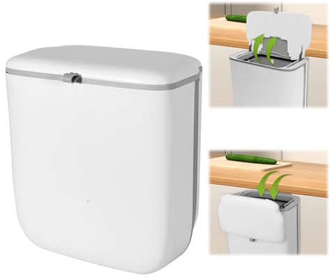 Lnopever Pattumiera sospesa per cucina 10 L, pattumiera da cucina durevole, contenitore rifiuti appendibile per pattumiera da cucina, contenitore per compost per uso interno per cucina, camper