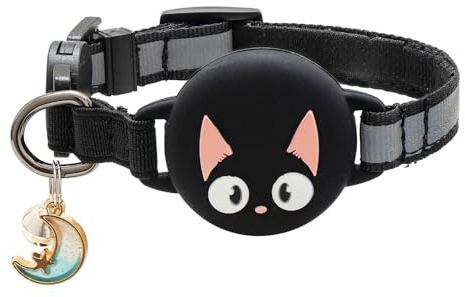 XFSRG Collar para Gato Diseño Bonito con Motivo De Gato Negro Collar Ajustable AirTag para Gatos Cierre Seguro Ideal para Todos Los Dueños De Gatos