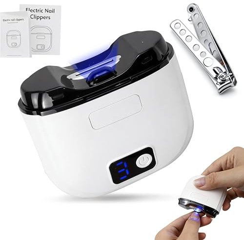 Electric Nail Clipper, 2026 Upgraded Nail Trimmer Nail Polisher 2 in-1, Rechargeable Baby Nail Clippers with LED Light & 3 Speeds, Safe Design for Baby Kids Seniors Weak Hands