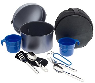 LAKEN Bateria Aluminio Antiadherente con 2 Sets de Cubiertos, Tazas y Funda
