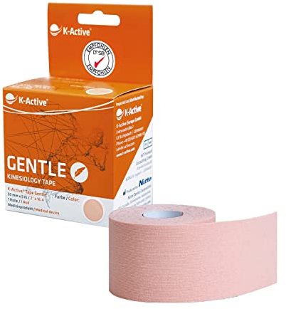 K-Active Kinesiologie Tape GENTLE, wasserabweisend und hypoallergen, 50 mm x 5 m, 1er Box