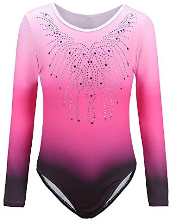 Sinoem Gymnastikanzug Kinder Mädchen Langarm/Ärmellos Turnanzug Ballettröckchen Kleid Trikotanzug Tanz Kleid Gymnastik Training Dancewear Gymnastikbody Blau/Lila/Rosa