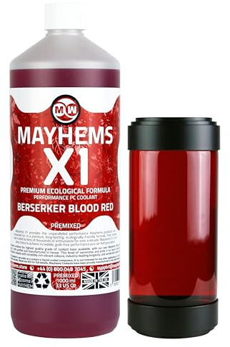Mayhems - X1 förblandad PC kylvätska - datorvattenkylningsvätska - flytande kylning, Miljövänlig serie, 1 liter, berserker blood red (blodröd)