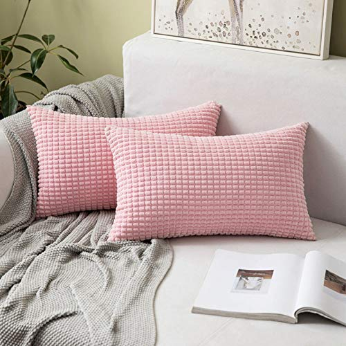 MIULEE Kissenbezug 30x50 Sakura Rosa Sofakissen Kordsamt Kissenbezüge Rechteckig Cord Dekokissen Kissenhülle Dekorativ Couchkissen Bezug Weich für Wohnzimmer Schlafzimmer 12x20 Inch 2er Set