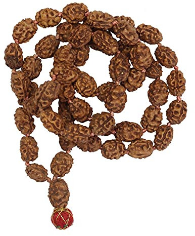 Freak Scene Bönkedja – mala-kedja – meditationskedja – Rudraksha pärlor – modell 05–2 Mukhi – 1/2 längd