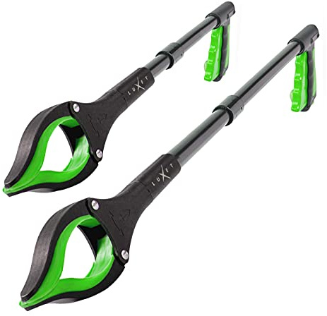 Grabber Reacher Tool - 2 Pack - Updated Version Long 19/32 Inch Foldable Pick Up Stick - Strong Grip Magnetic Tip Lightweight Trash Picker Claw Reacher Grabber Tool for Elderly Reaching, Luxet (Green)