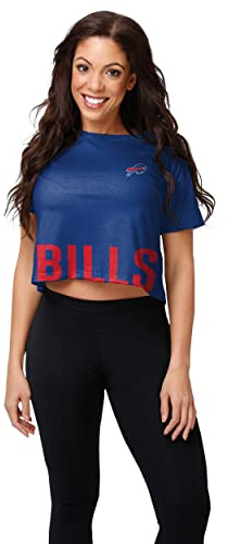 FOCO Damer NFL Team Logo Ladies Fashion Crop Top skjorta, Bottom line, S