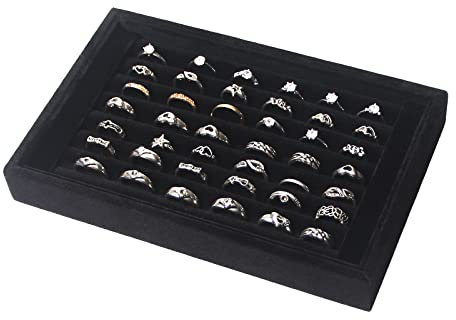 Pangkeep Ring Holder Display Tray Jewelry Organizer Stands for Selling Rings Earrings Show (Black)