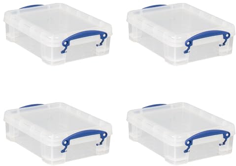 Really Useful Plastic Storage Box 1.75 Litre Clear (Pack of 4)