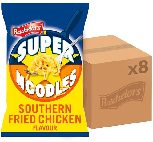 Batchelors Super Noodles Southern Fried Chicken Flavour, Instant Snack Ready in 4 Minutes, 90 g Packet (Pack Of 8)