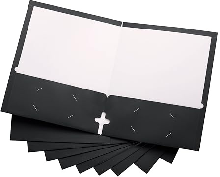 10 Pack Two Pocket Folders, Black, Strong Thick Paper Folders, for Letter Size, by ACTIVITYya