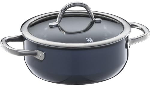 WMF Fusiontec Inspire Kochtopf groß, 20 cm, Glasdeckel, Bratentopf Induktion, 2,4l, High-Tech Keramik, kratzfest, unbeschichtet, dunkelblau, Made in Germany