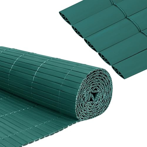 Froadp Brise-vue en PVC - 120 x 800 cm - Imitation bambou - Avec serre-câbles et lamelles renforcées en forme de W - Résistant aux intempéries - Pour balcon, extérieur - Clôture - Vert